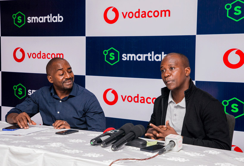 From right to left, Director of Digital Services of Vodacom Tanzania Nguvu Kamando and CEO of Smart Africa Group Edwin Bruno, launching the Vodacom Digital Accelerator Season 2.
